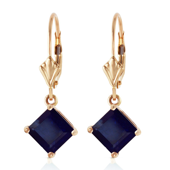 Galaxy Gold Products Jewelry - 14K. GOLD LEVERBACK EARRING WITH NATURAL SAPPHIRES (Yellow Gold)